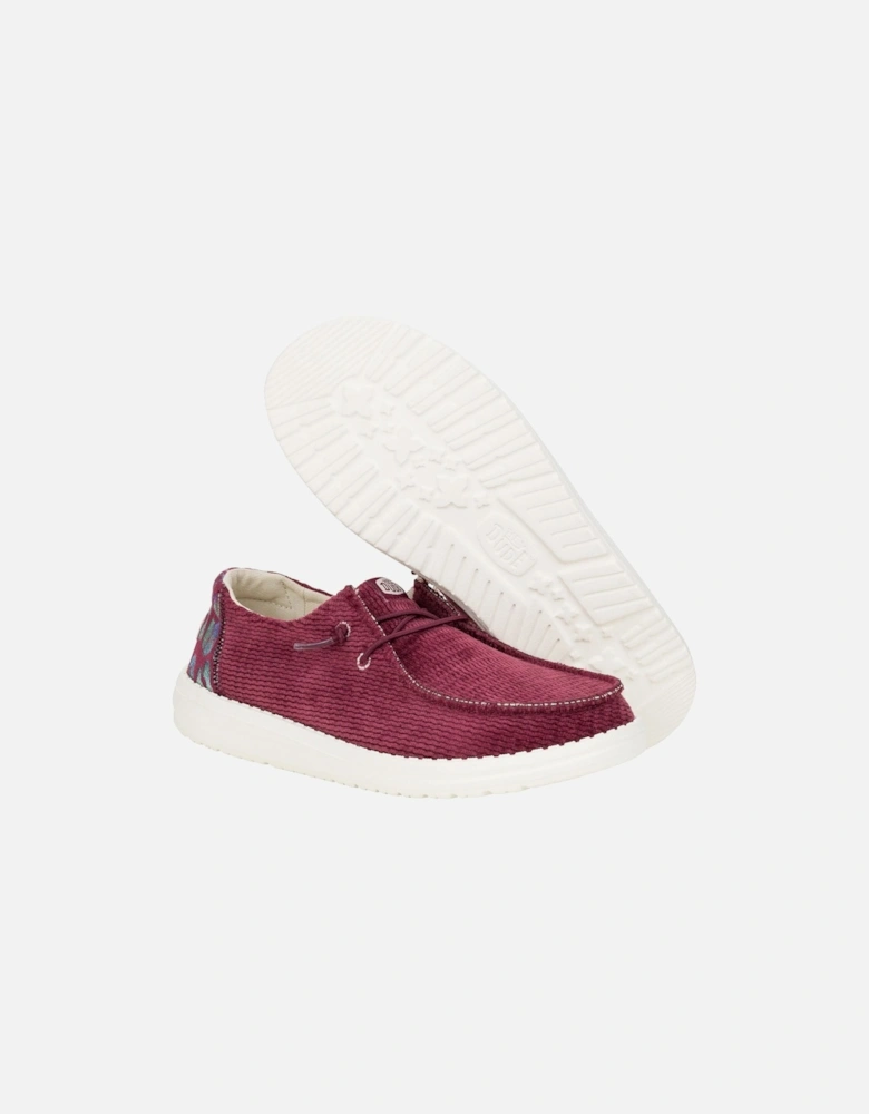 HEYDUDE model Wendy Corduroy Leo Shoes Female in Burgundy