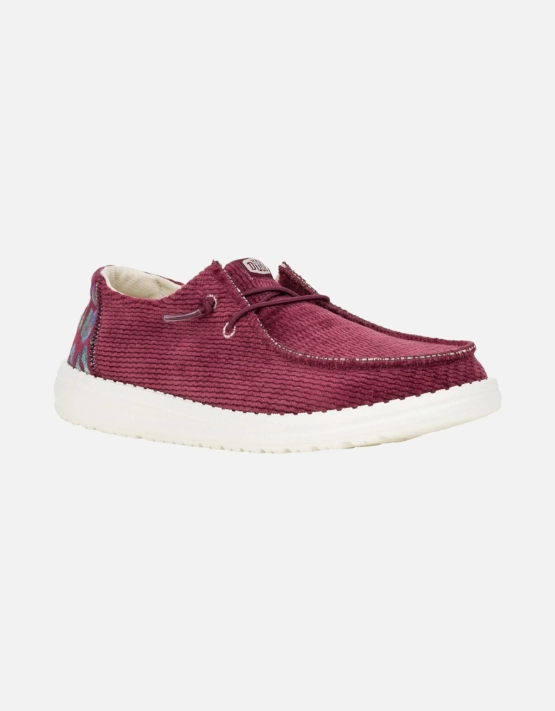 HEYDUDE model Wendy Corduroy Leo Shoes Female in Burgundy