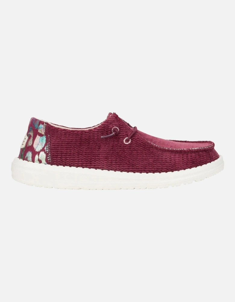 HEYDUDE model Wendy Corduroy Leo Shoes Female in Burgundy