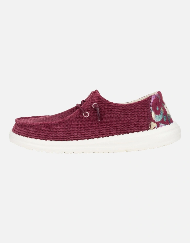 HEYDUDE Wendy Corduroy Leo Polyester Women's Burgundy Loafers