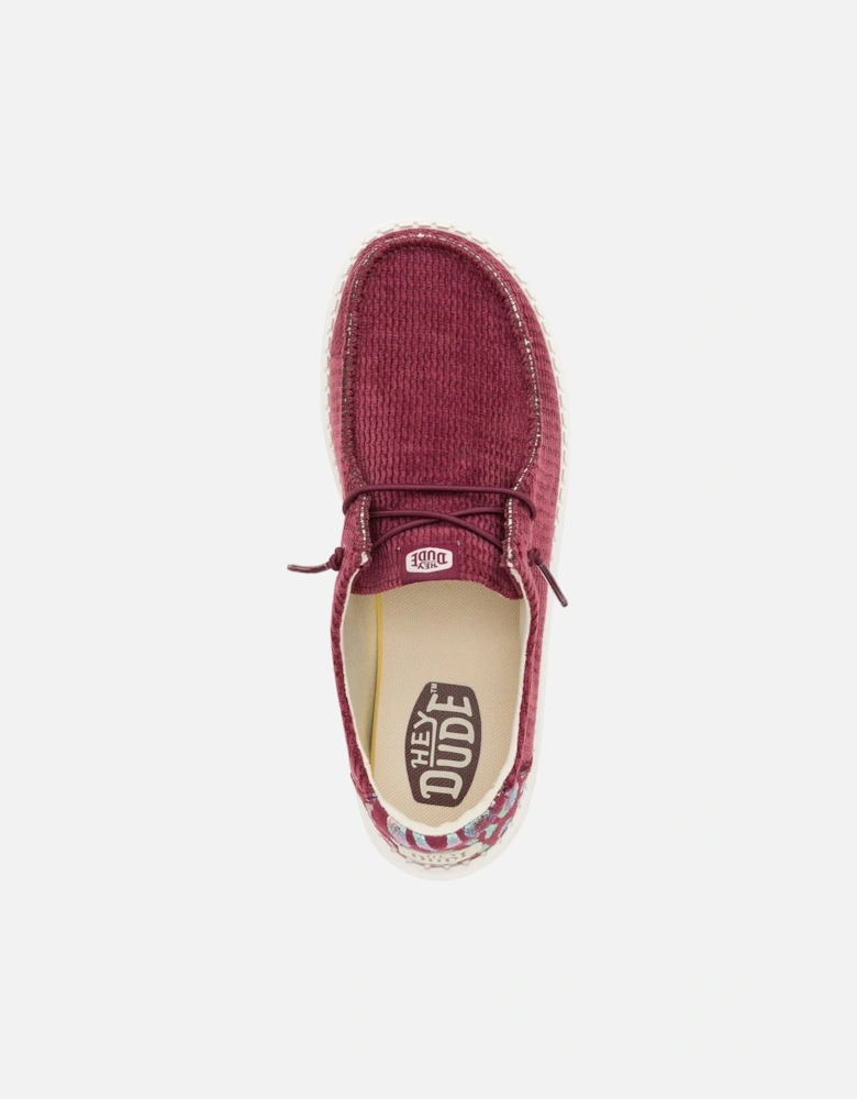 HEYDUDE model Wendy Corduroy Leo Shoes Female in Burgundy