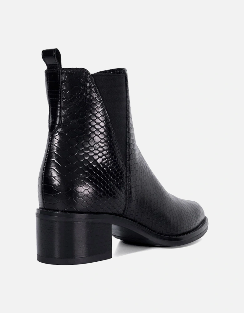 Dune Pouring Leather Women's Black Boots