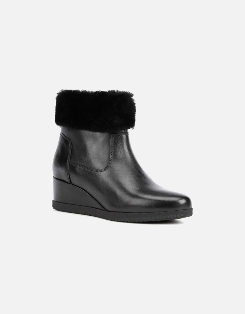 Anylla 80% Leather Bovine Nappa-20% Leather Real Fur Women's Black Boots