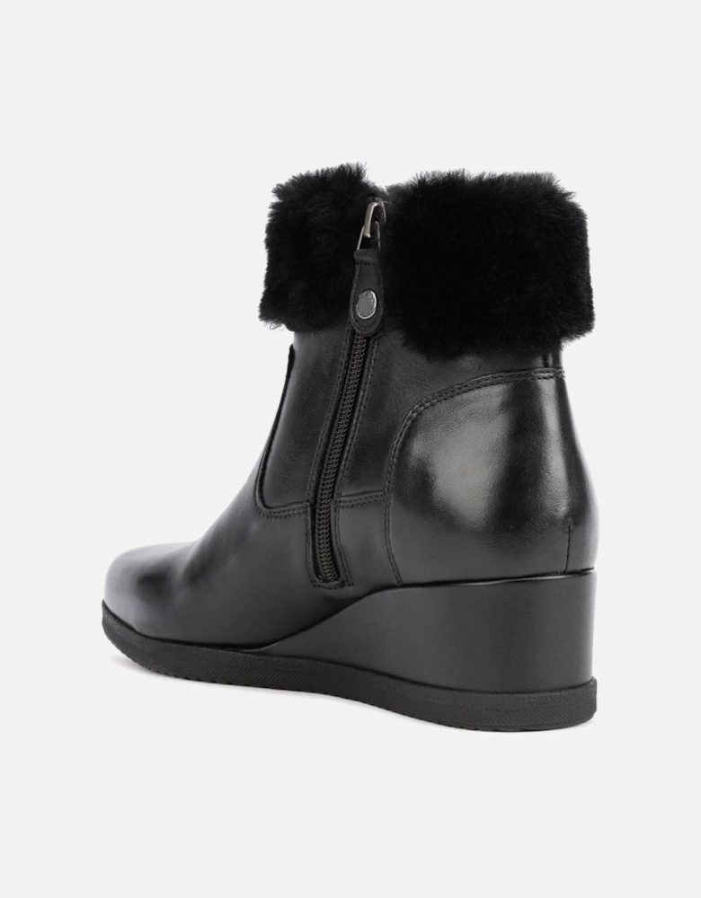 Anylla 80% Leather Bovine Nappa-20% Leather Real Fur Women's Black Boots