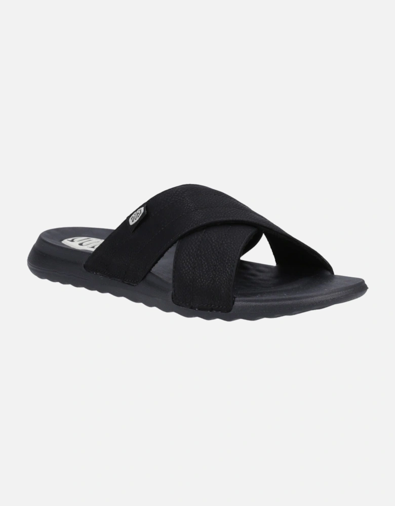 HEYDUDE model Christi Slide Distressed Sandal Female in Black