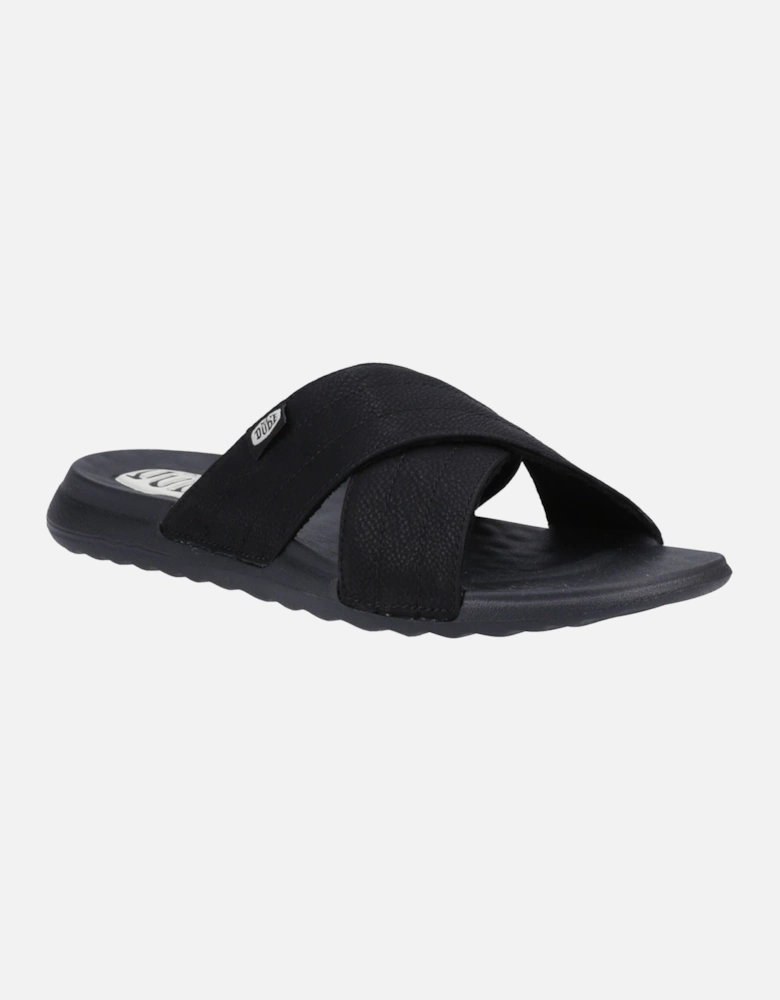 HEYDUDE model Christi Slide Distressed Sandal Female in Black