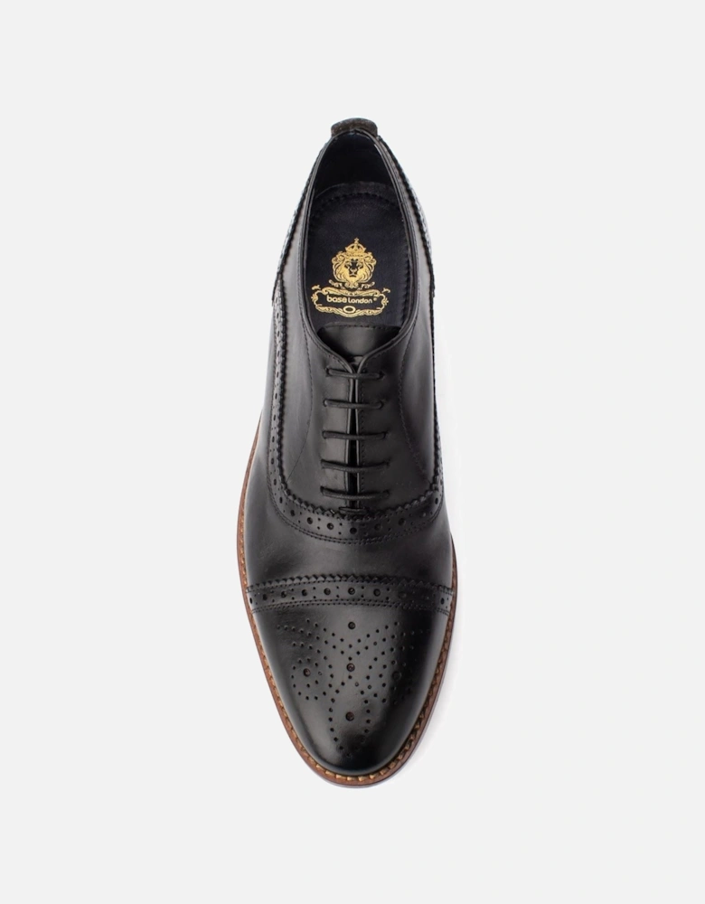 London Cast Waxy Leather Men's Black Brogues Shoes