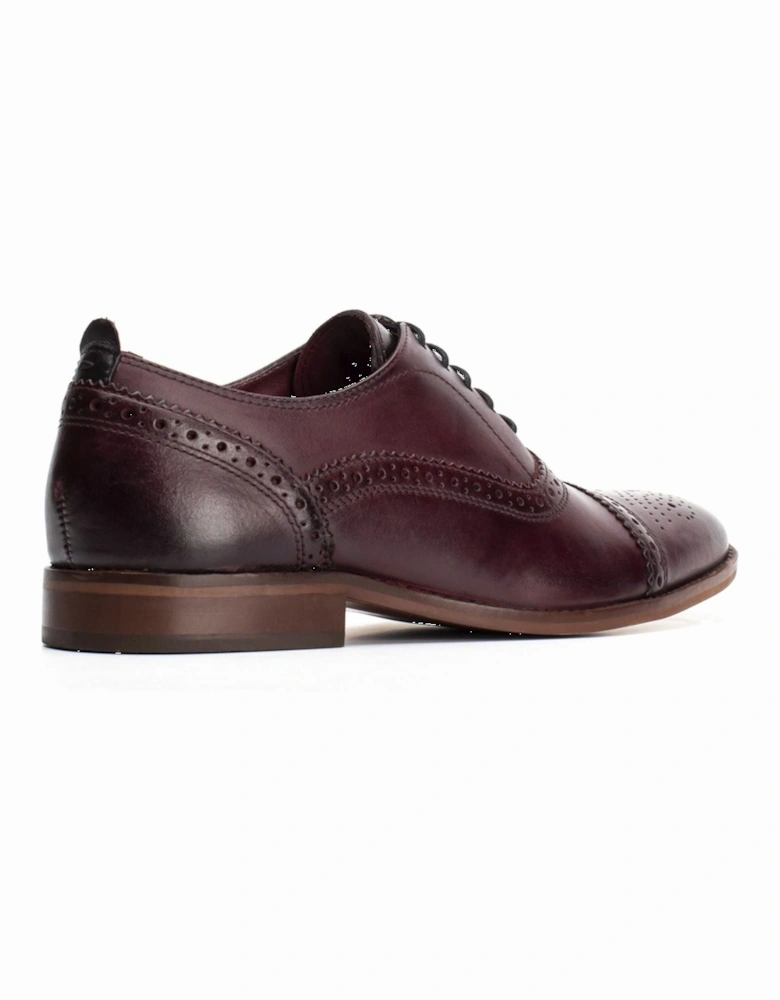 London Cast Washed Leather Men's Dark Red Brogues Shoes