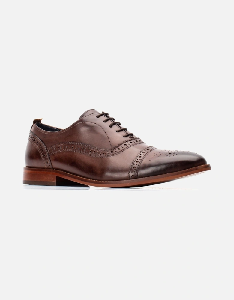 London Cast Washed Leather Men's Brown Brogues Shoes