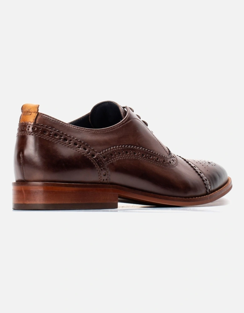 London Cast Washed Leather Men's Brown Brogues Shoes