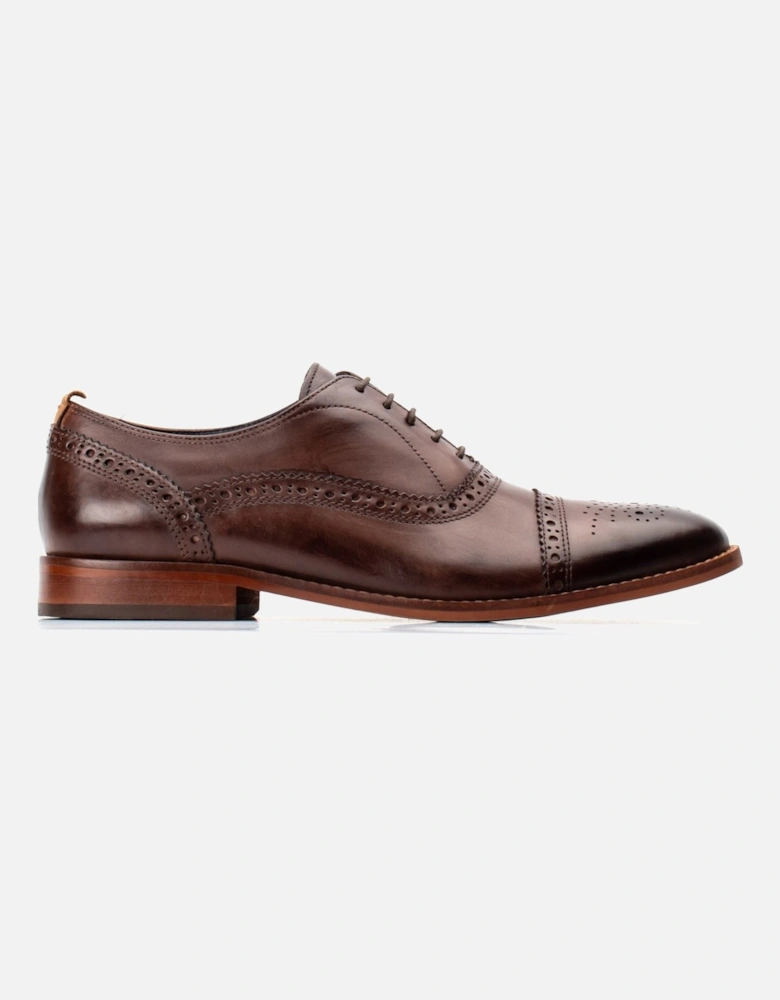 London Cast Washed Leather Men's Brown Brogues Shoes