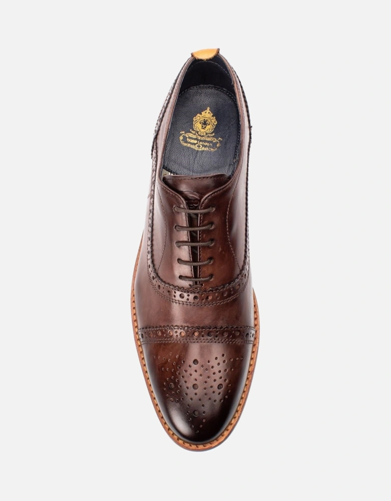 London Cast Washed Leather Men's Brown Brogues Shoes