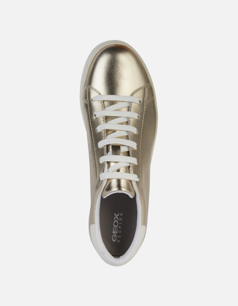 D Jaysen B Leather Women's Light Gold/Optic White Trainers