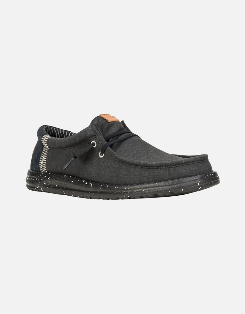 HEYDUDE Wally Elevated Basics Canvas Men's Black Boat Shoes