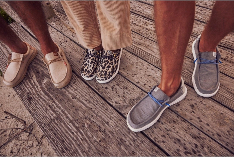 HEYDUDE Wally Coastline Canvas Men's Silver Boat Shoes