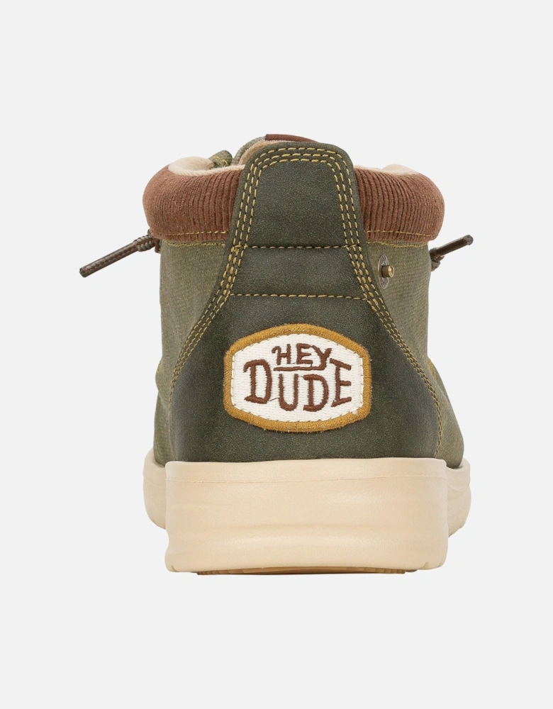 HEYDUDE Wally Mid GripR Canvas Men's Dusty Olive Boots