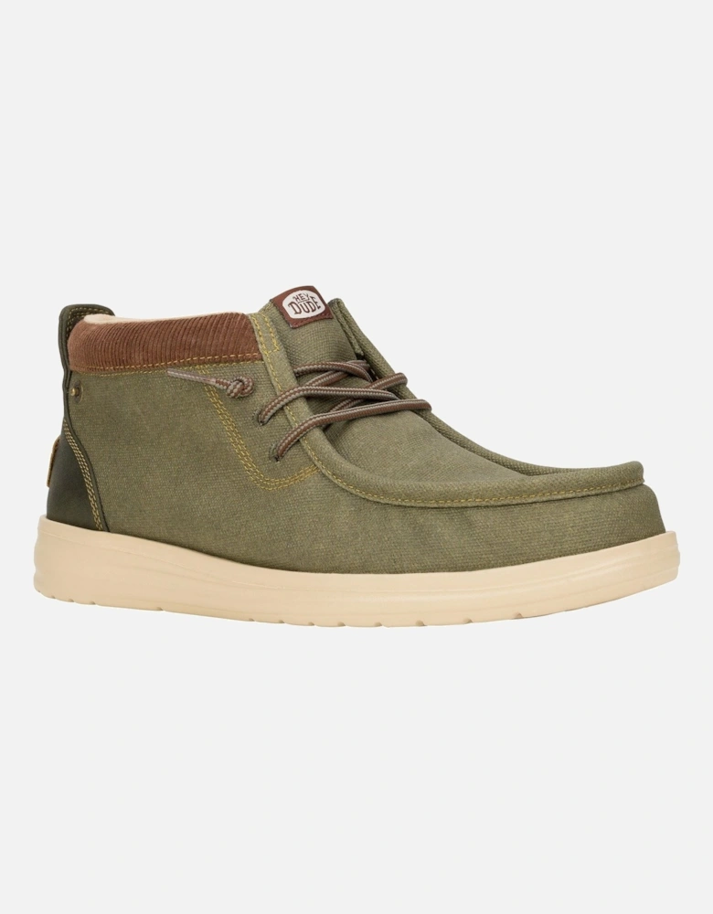 HEYDUDE Wally Mid GripR Canvas Men's Dusty Olive Boots