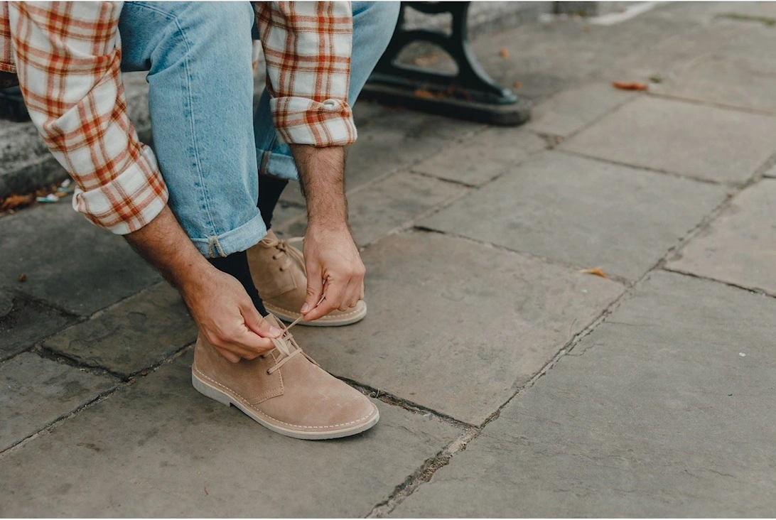 model Samuel Boot Male in Sand Suede