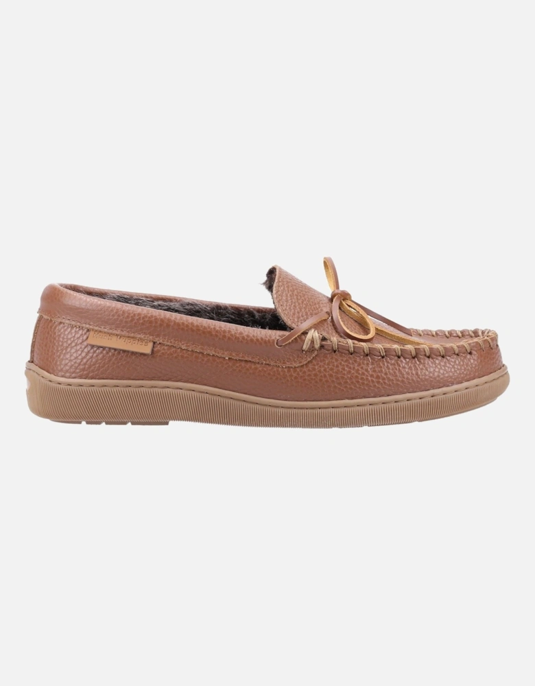 model Ace Leather Slipper Male in Tan