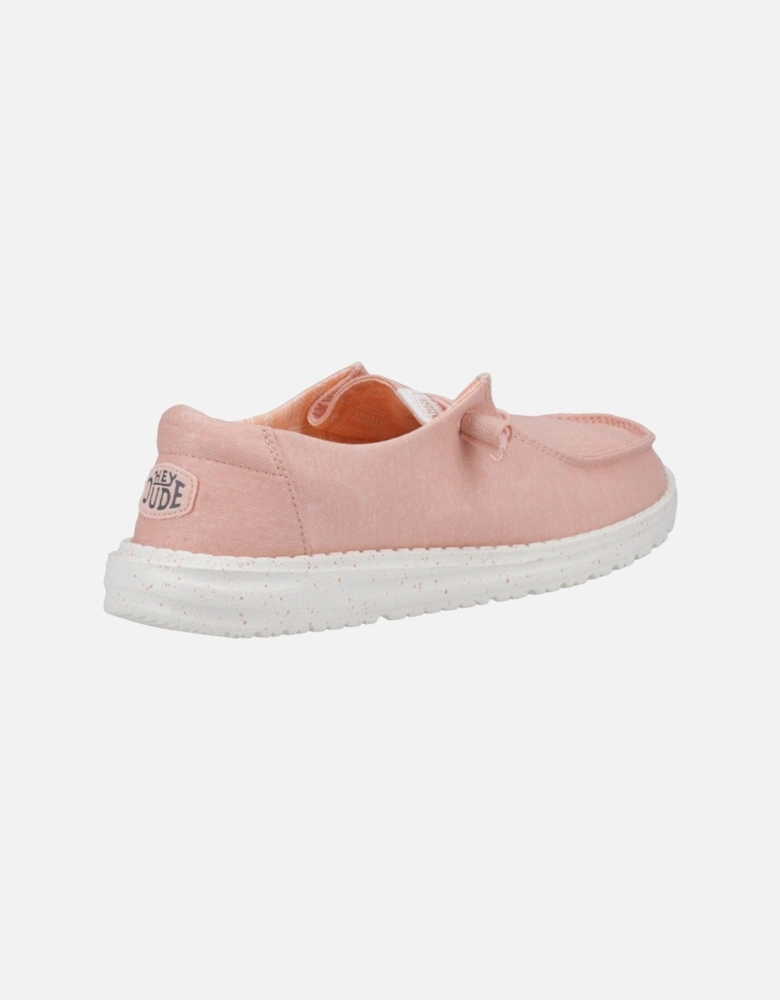 HEYDUDE Wendy Canvas 100% Cotton Women's Pink Loafers