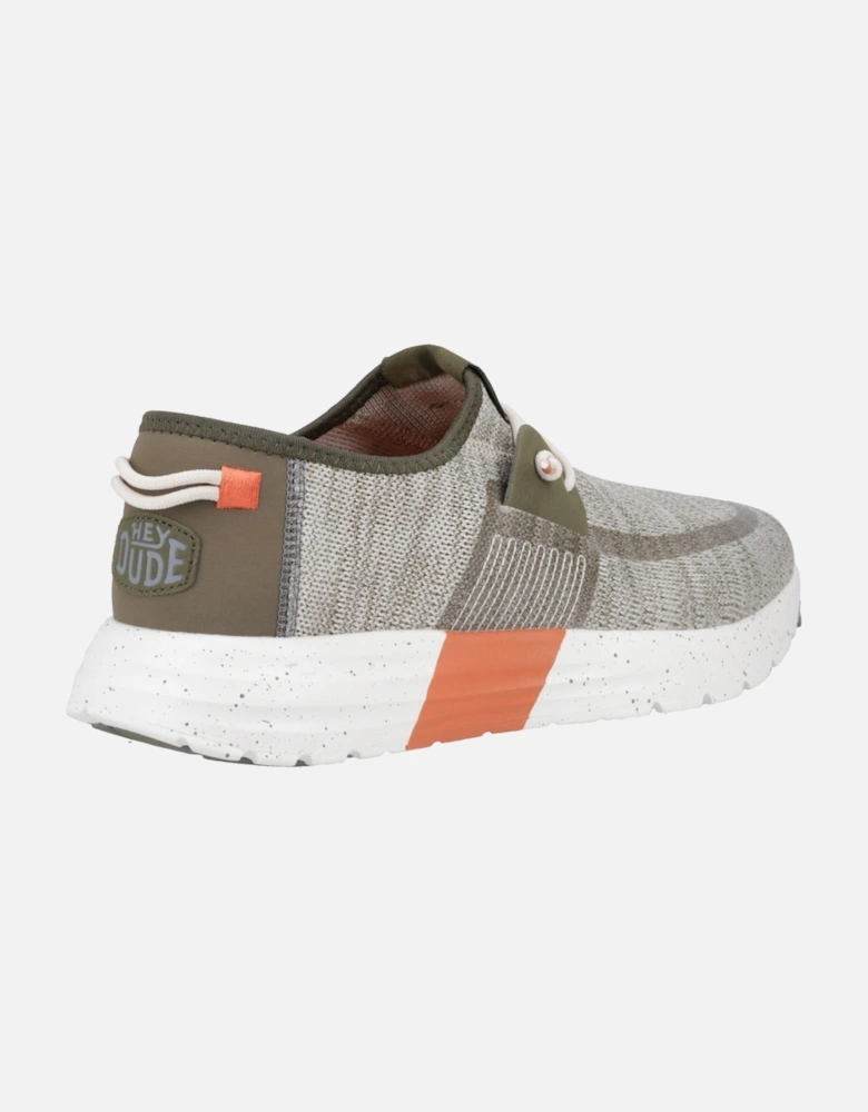 HEYDUDE model Sirocco Sport Mode Trainer Male in Green/Dusty Olive/Orange