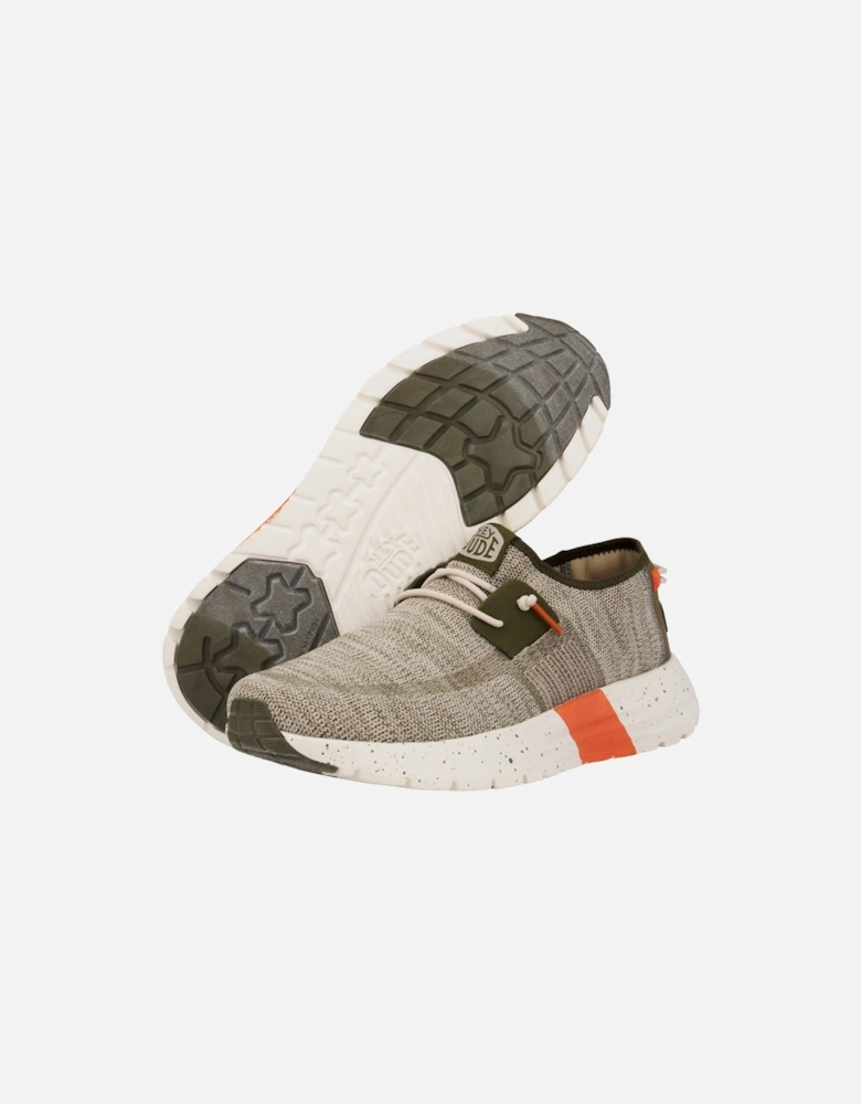 HEYDUDE model Sirocco Sport Mode Trainer Male in Green/Dusty Olive/Orange