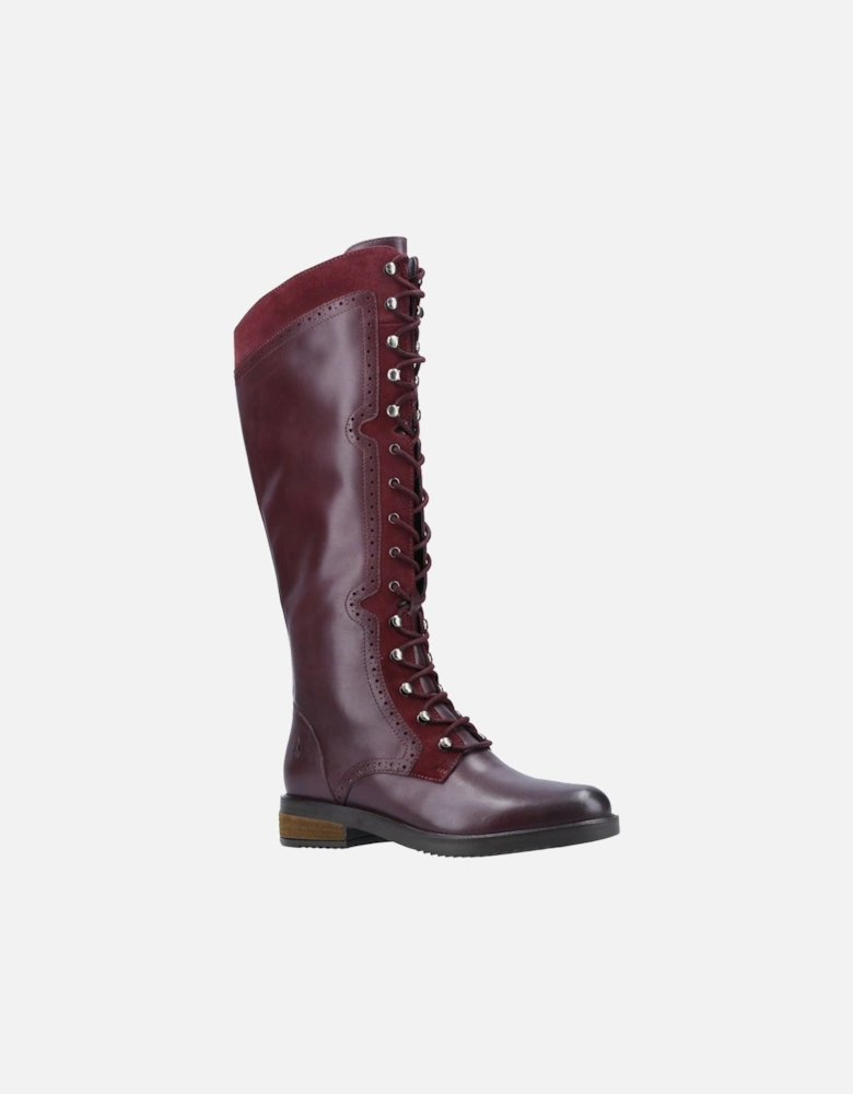 Rudy Leather And Suede Women's Burgundy Boots