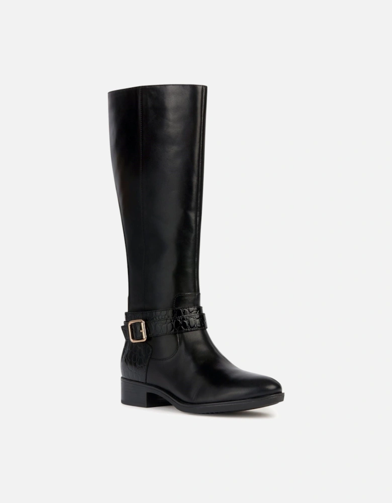 D Felicity Leather Women's Black Boots