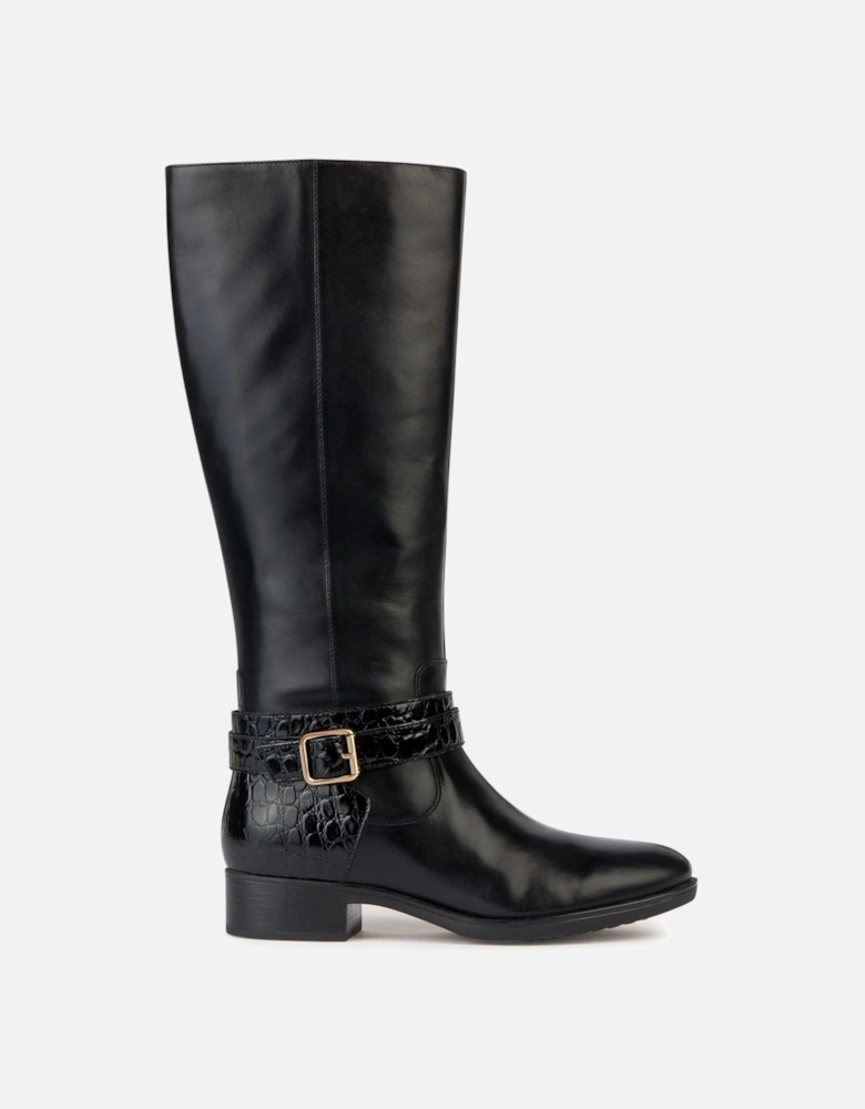 D Felicity Leather Women's Black Boots