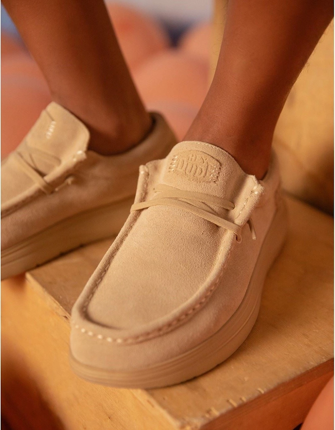 HEYDUDE model Wally X Suede Shoes Male in Tan