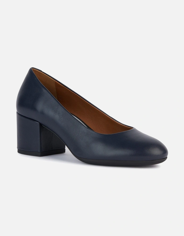 D ELEANA A Leather Bovine Full Grain Women's Navy Heels