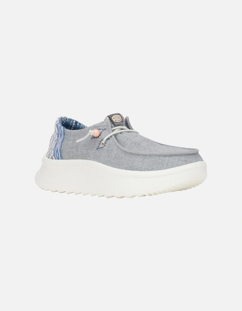 HEYDUDE model Wendy Peak Chambray Woven Shoes Female in Grey