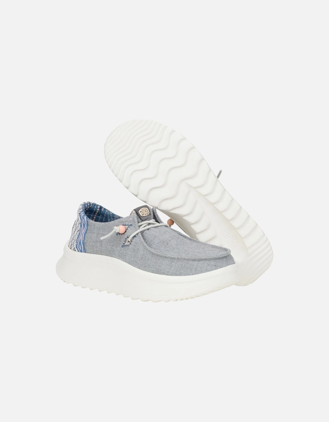 HEYDUDE model Wendy Peak Chambray Woven Shoes Female in Grey