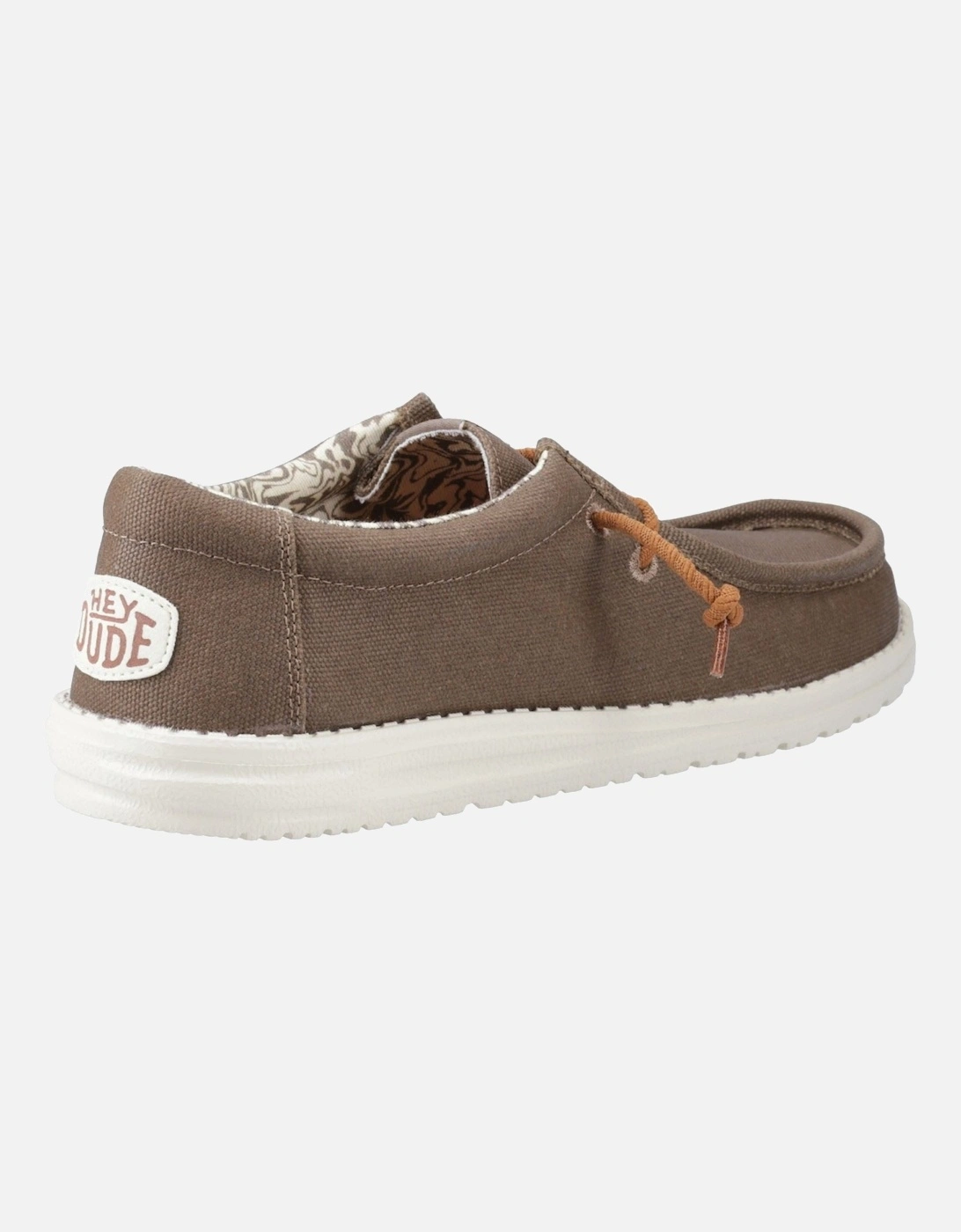 HEYDUDE Wally Waxed Canvas Men's Walnut Boat Shoes