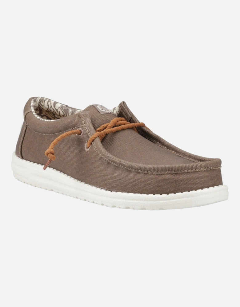 HEYDUDE Wally Waxed Canvas Men's Walnut Boat Shoes