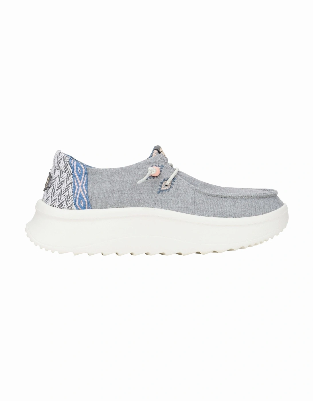 HEYDUDE model Wendy Peak Chambray Woven Shoes Female in Grey