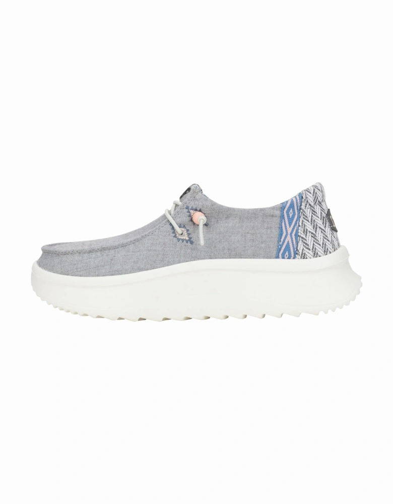 HEYDUDE model Wendy Peak Chambray Woven Shoes Female in Grey