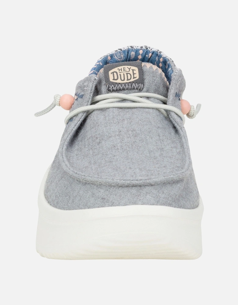 HEYDUDE model Wendy Peak Chambray Woven Shoes Female in Grey