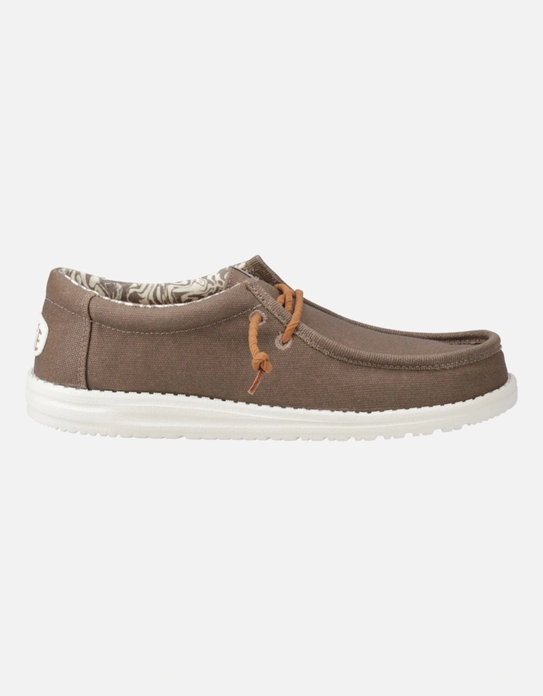 HEYDUDE Wally Waxed Canvas Men's Walnut Boat Shoes