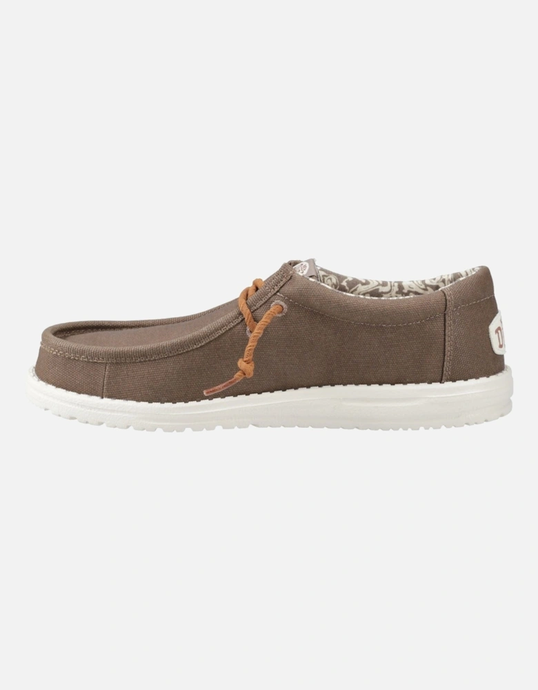 HEYDUDE Wally Waxed Canvas Men's Walnut Boat Shoes