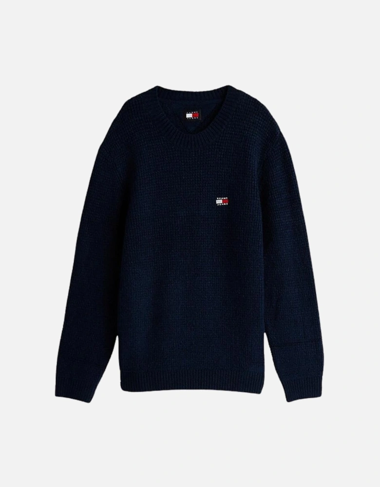 TMJ Reg Waffle Sweater - Dark Night Navy