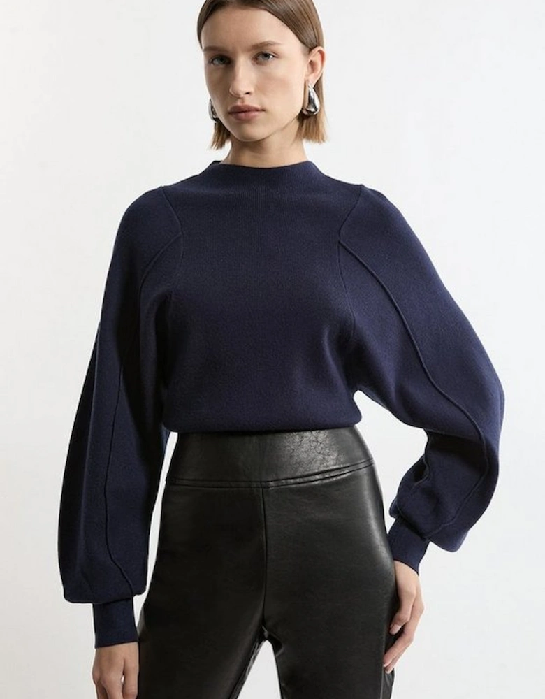 Wool Look Rounded Sleeve Knit Top