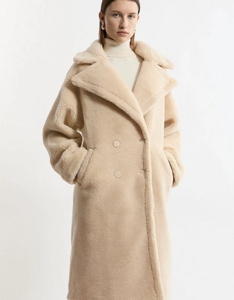 Petite Faux Fur Teddy Longline Coat