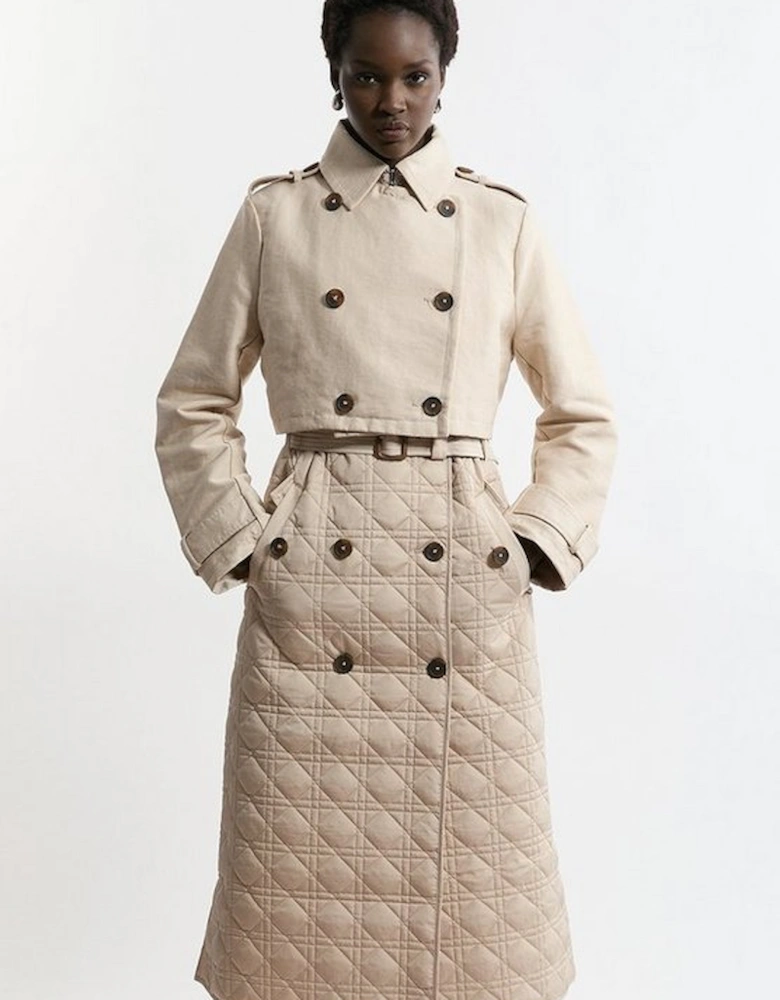 Hybrid Quilted Belted Trench Coat