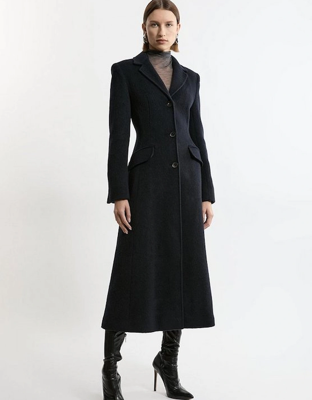 Premium Italian Manteco Wool Full Skirted Tailored Midaxi Coat, 5 of 4