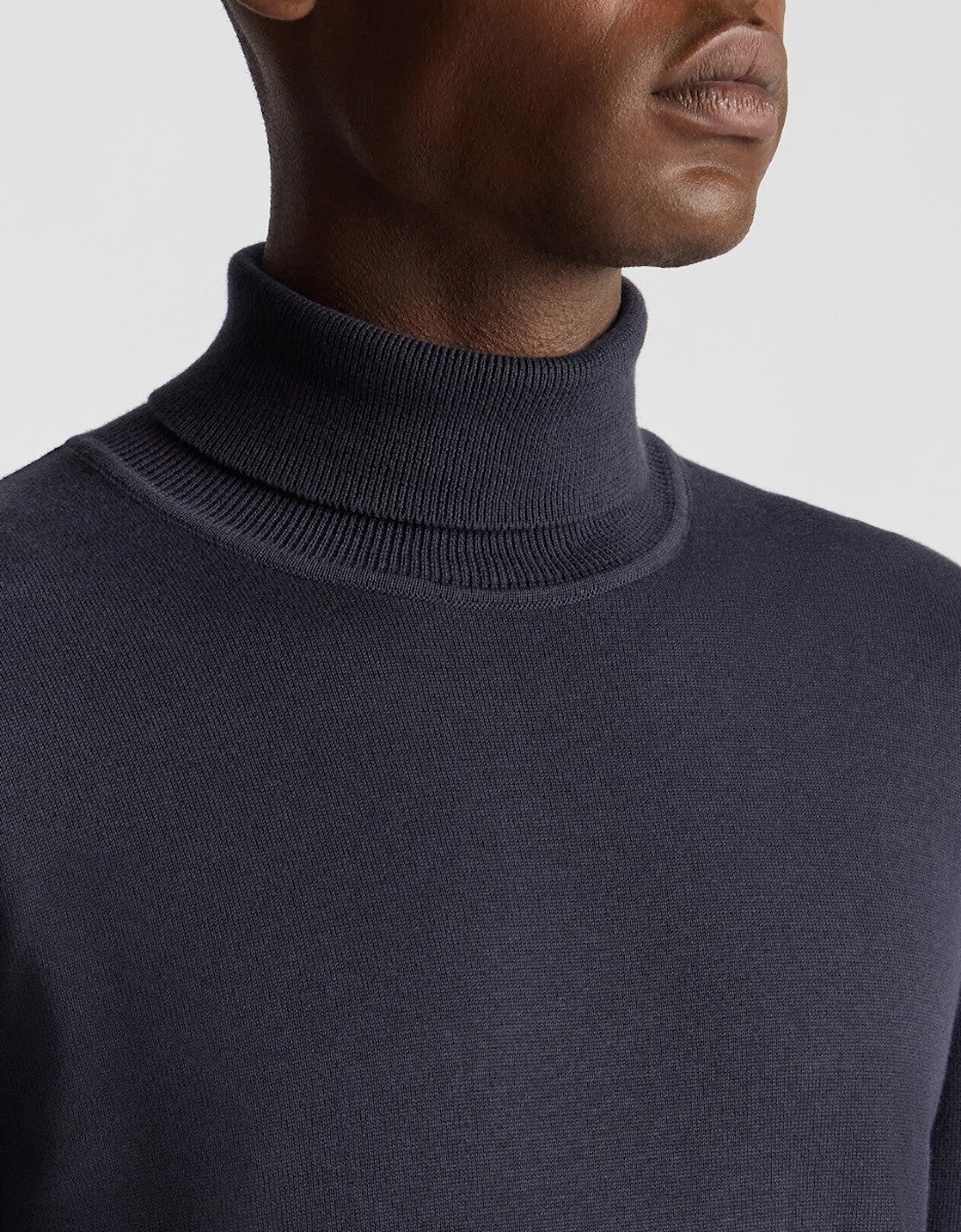 Fine Cotton Roll Neck 78 Navy