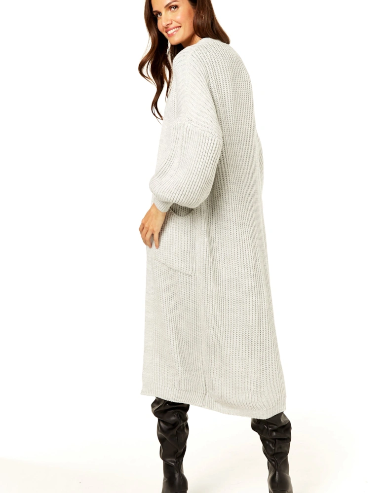 White Long Knitted Cardigan