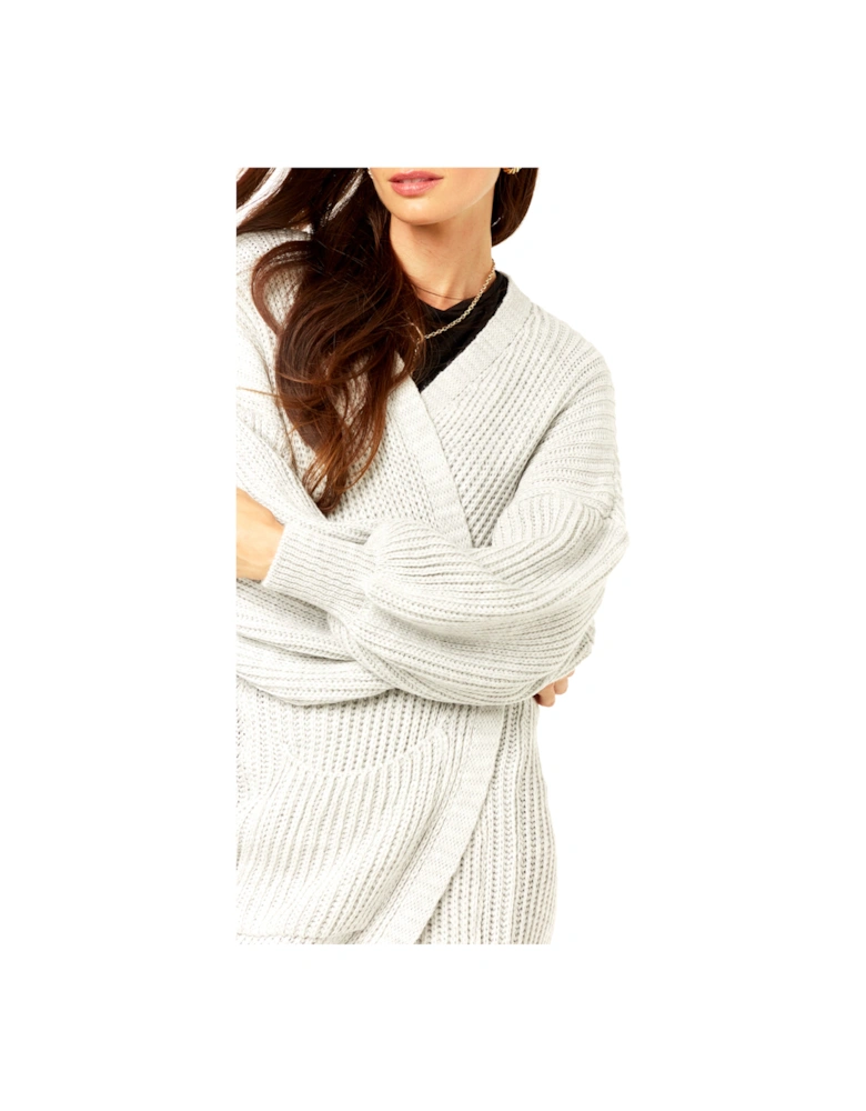 White Long Knitted Cardigan