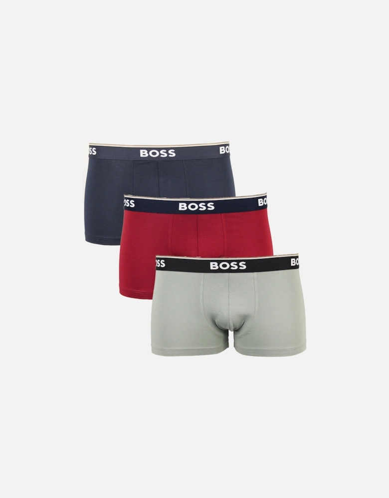 3-Pack Power Boxer Trunks, Red/Navy