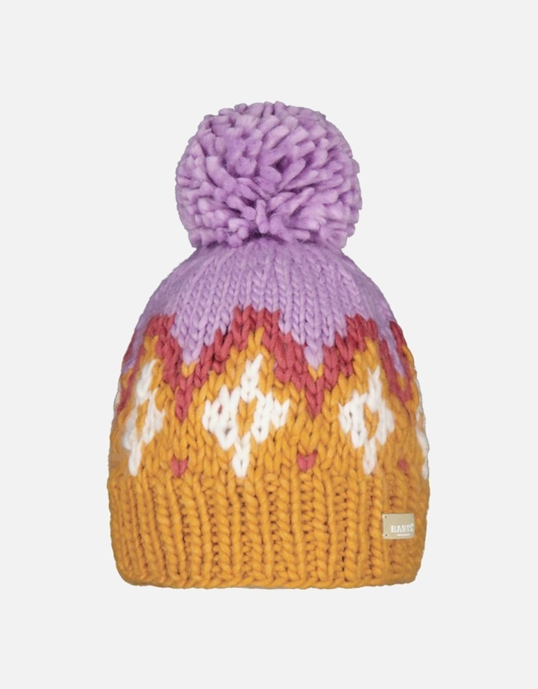 Womens Curley Retro Wool Knitted Bobble Hat